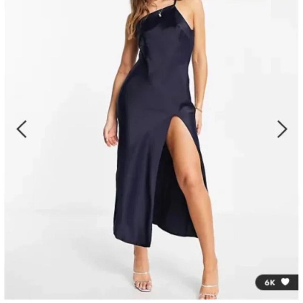 ASOS Blue Asymmetrical Slip Dress Spaghetti Strap Cocktail